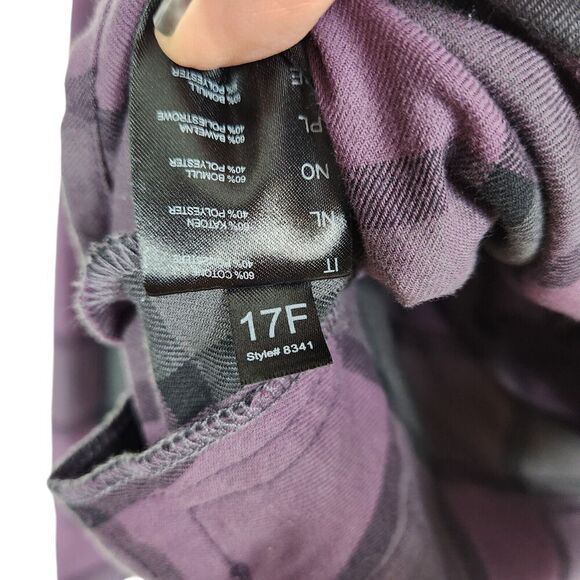 KUHL Top Womens XS Purple Black Plaid Flannel Rukus 1/2 Button Down Shirt Cabin - Picture 8 of 9